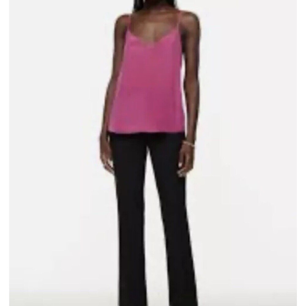 J.Crew Size L 100% Silk Cami Top Bright Neon Pink Contemporary Office Staple